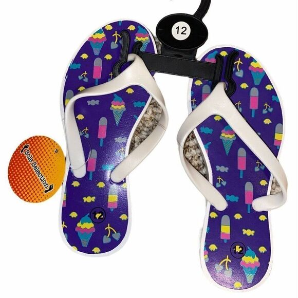 Sole Selection White Purple Ice Cream FLIP FLOPS - Picture 1 of 2